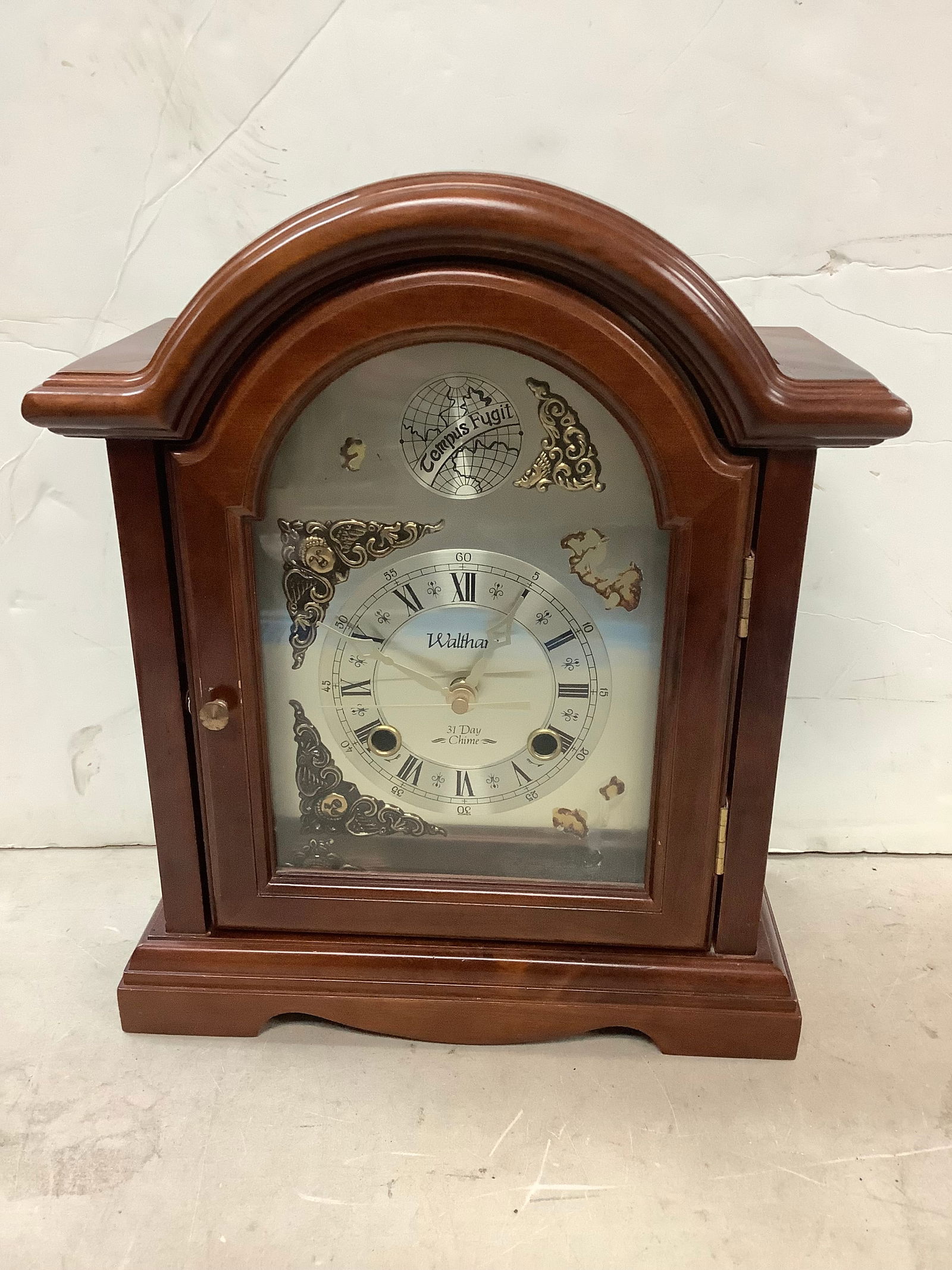 Waltham 31 day chime clock Tempus Fugit 14.5in.tall (1 of 1)