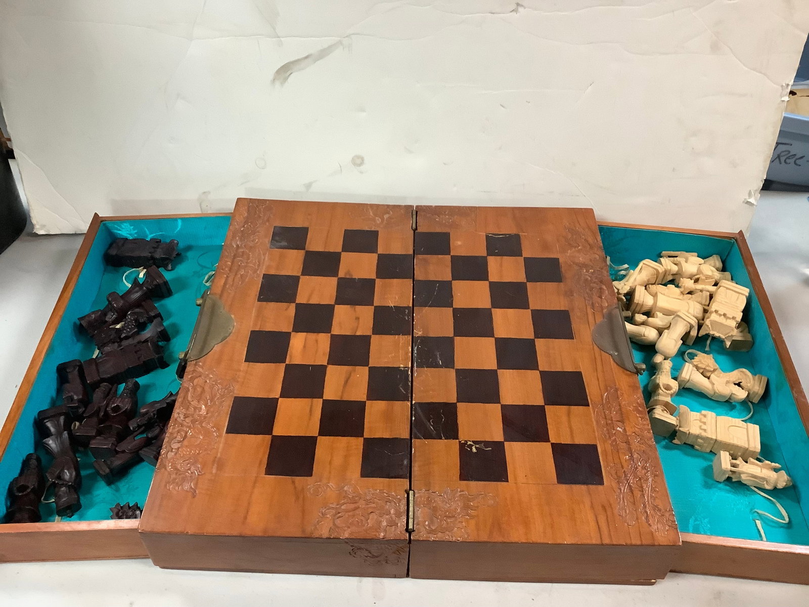 Wooden decorative chess board with handles and drawers: Wooden decorative chess board with handles and drawers