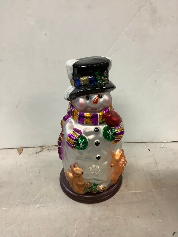 THOMAS PACCONI classic glass snowman 14in tall: THOMAS PACCONI classic glass snowman 14in tall