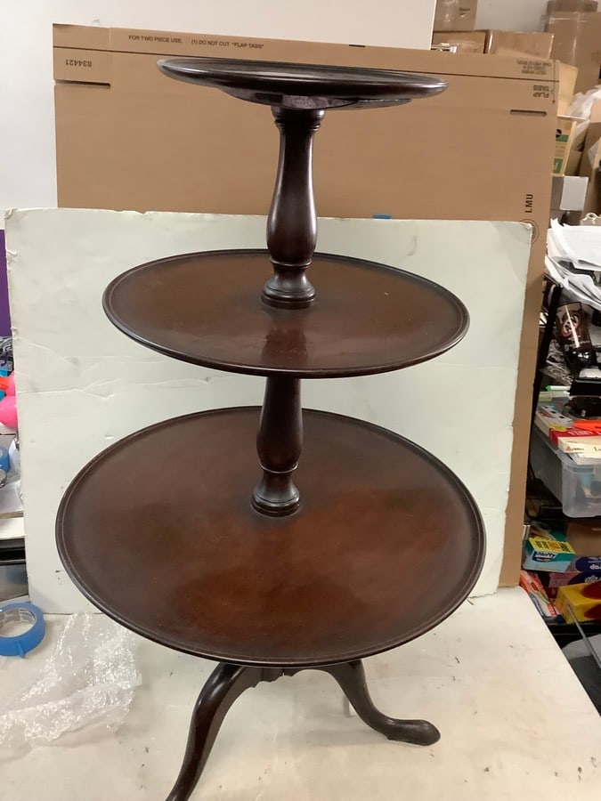 Vintage 3 tier serving table 42in tall (1 of 1)