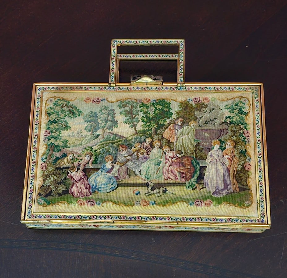 Vintage Hand Worked Tapestry Purse with Matching Compacts (1 of 4)