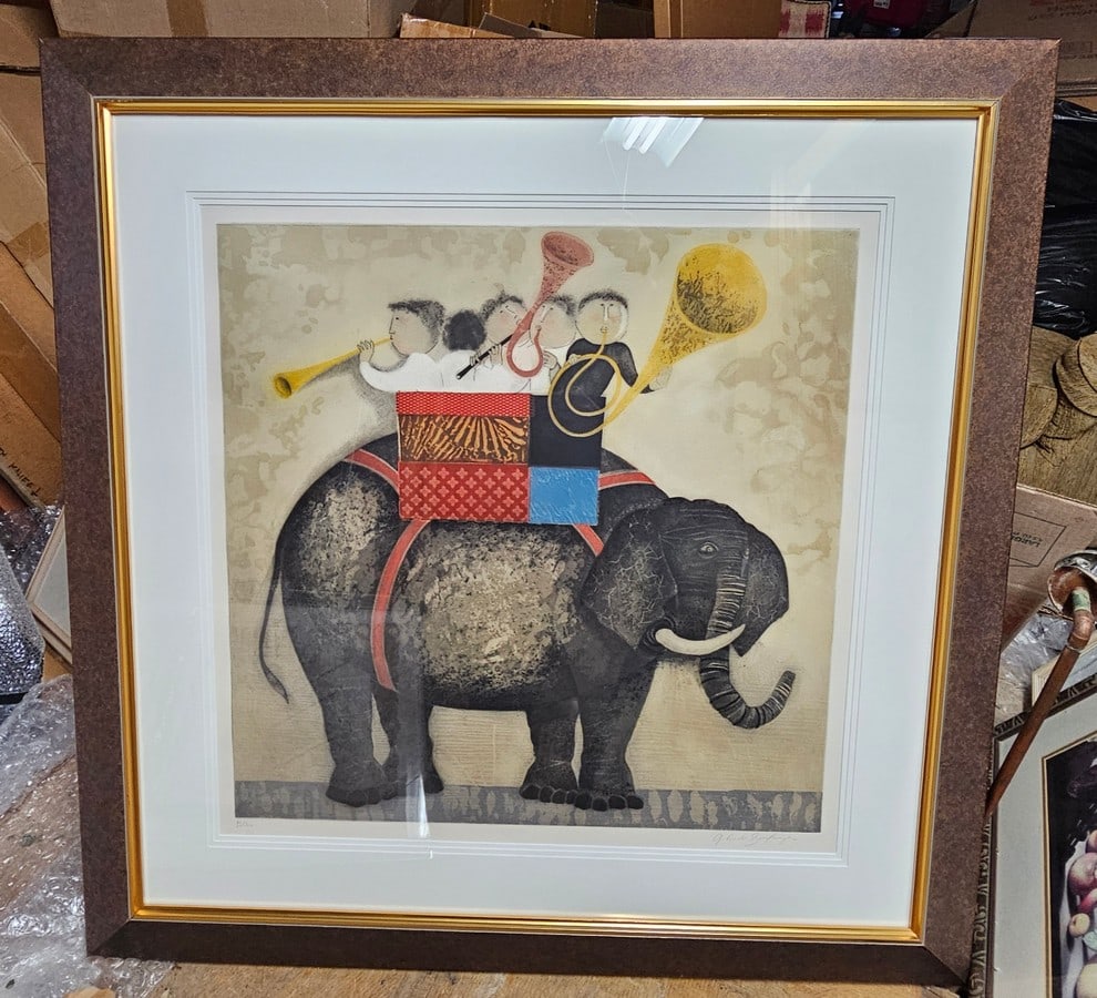 Voyage Imaginaire I Elephant Signed Boulanger 95/900 frame; 45.5x45.5": Voyage Imaginaire I Elephant Signed Boulanger 95/900 frame; 45.5x45.5"