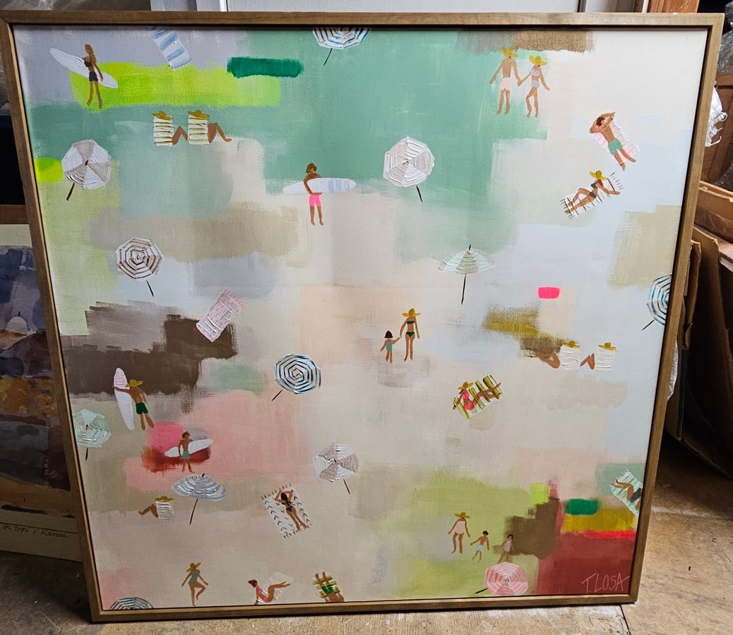 "tan Lines" Teresa Losa Signed Oil on Canvas frame; 49.5x49.5 (1 of 4)