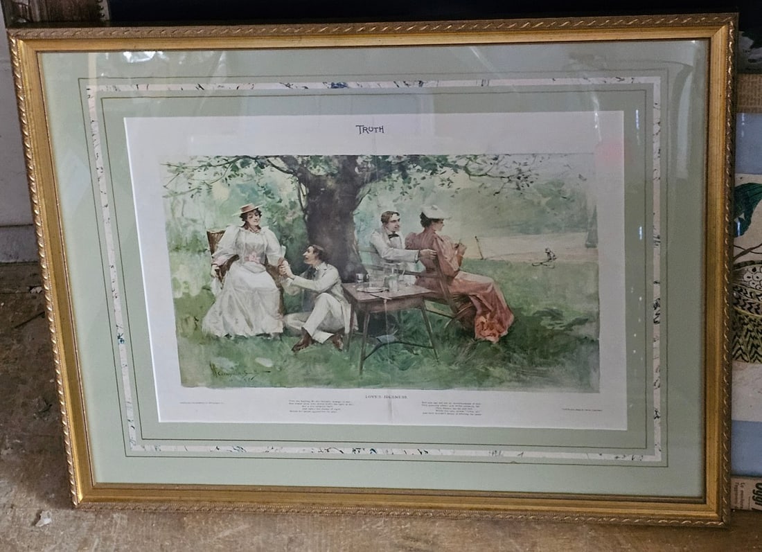 Framed Print Victorian Family in Garden frame; 20x26" (1 of 1)