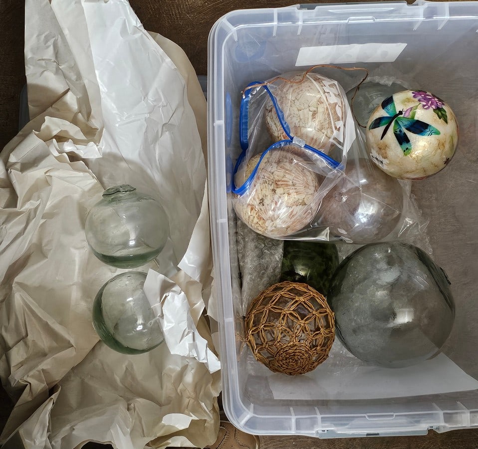 Tote of Decorative Balls incl Glass Pottery Barn (1 of 1)