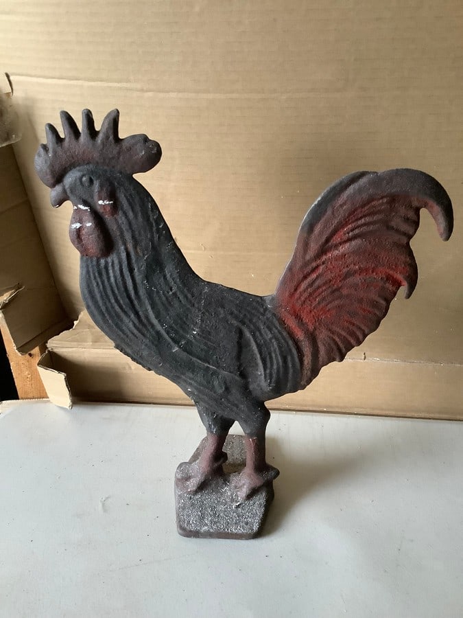 Early Cast iron rooster - 13 inches tall: Early Cast iron rooster - 13 inches tall