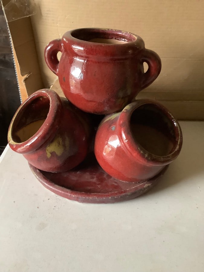 Early ceramic center piece with tray - 12 inches tall (1 of 1)