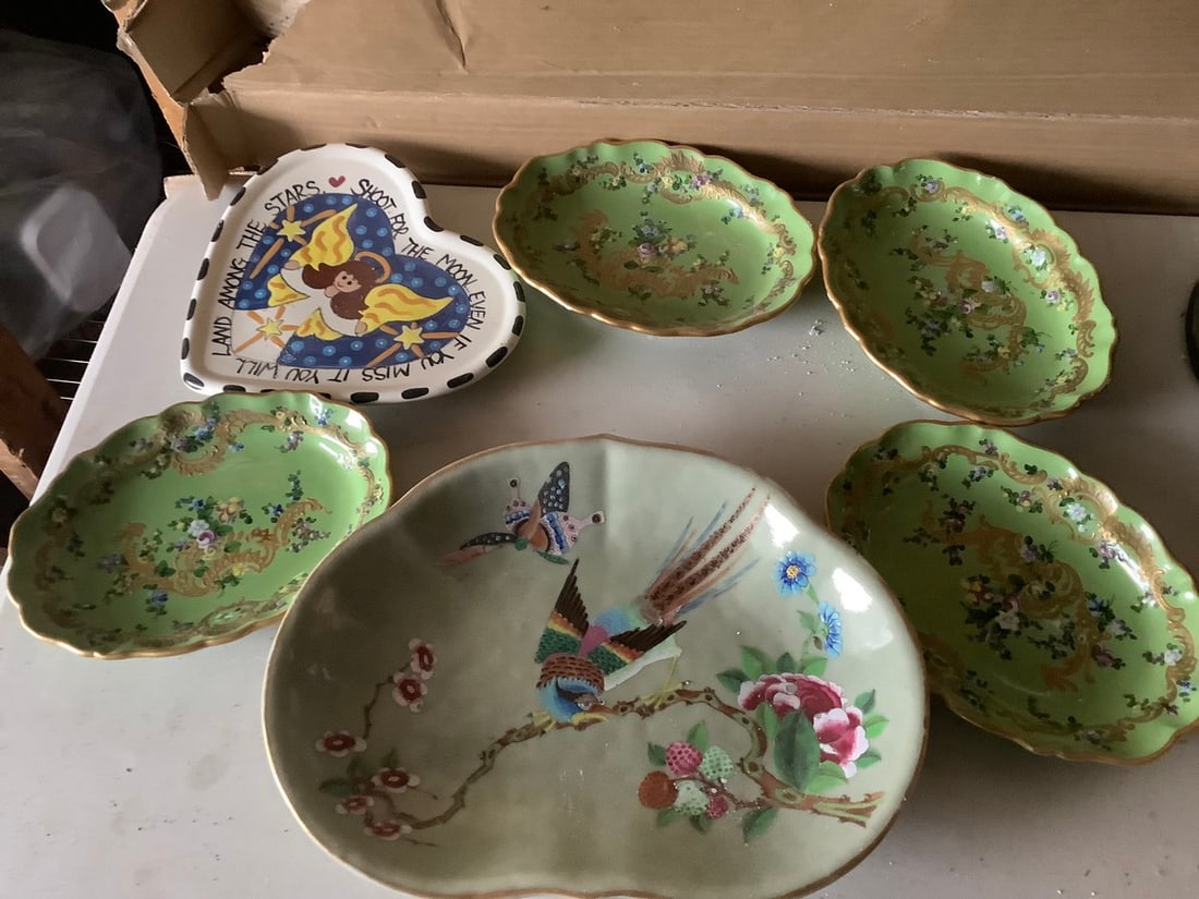 lot of hand painted pottery - largest pieces 11 inches across (1 of 1)