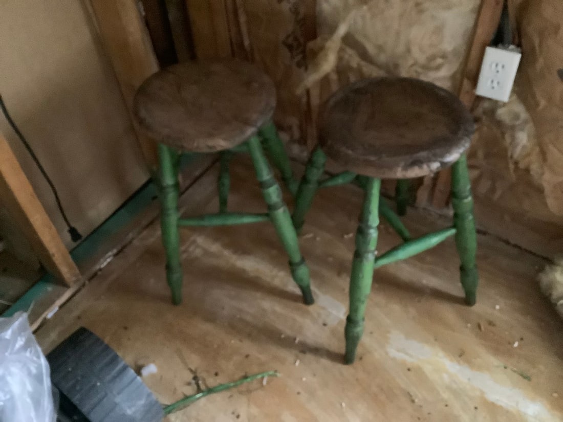 2 early wooden stools - 21 inches tall (1 of 1)