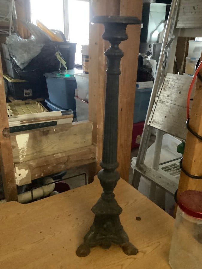 Early metal candle holder - 27 inches tall (1 of 1)