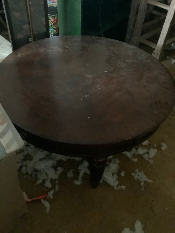 large round Mahoney table 40 inches x 20 inches high (1 of 1)