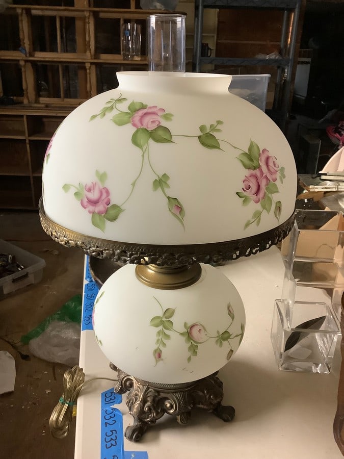 hand painted gone with the wind style lamp 25" tall (1 of 1)