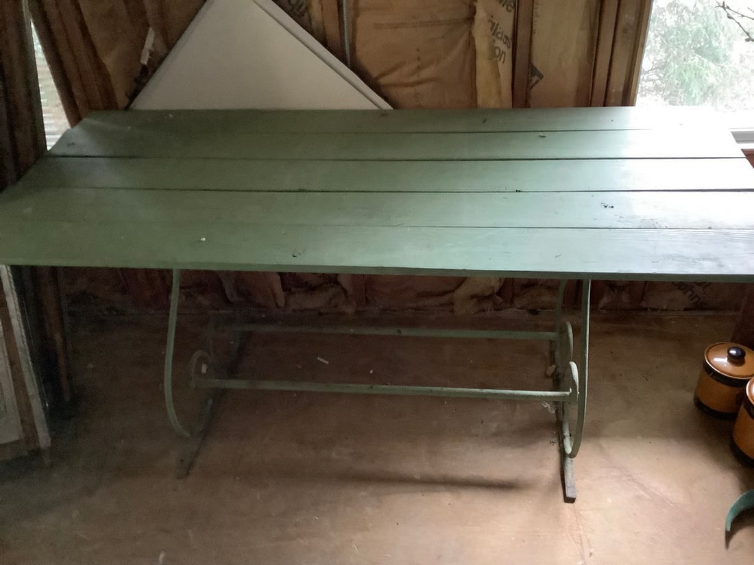 wrought iron early farmhouse table 66x28x29 (1 of 1)