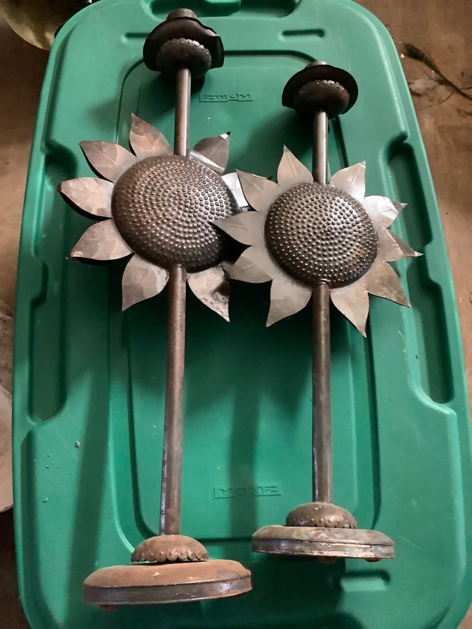 two metal candle stick holders tallest is 31": two metal candle stick holders tallest is 31"