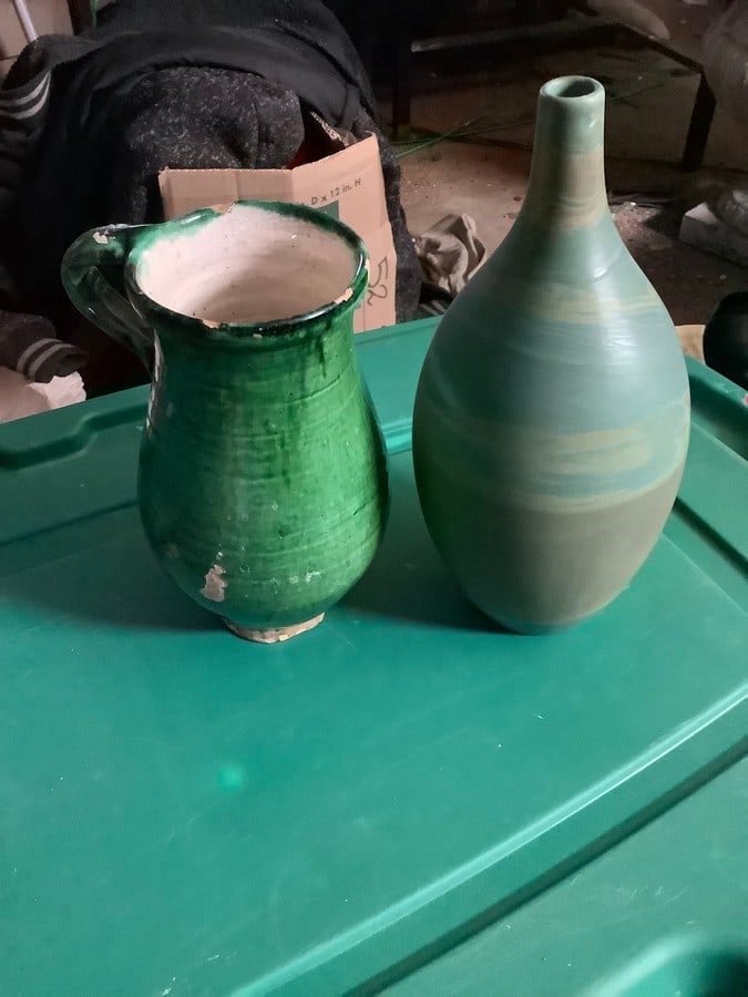 two art pottery vase and pitcher tallest is 13" (1 of 1)