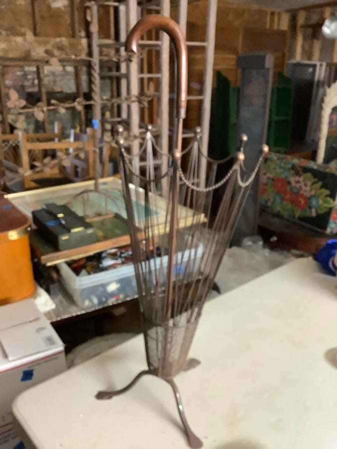 vintage metal umbrella stand 31" tall: vintage metal umbrella stand 31" tall