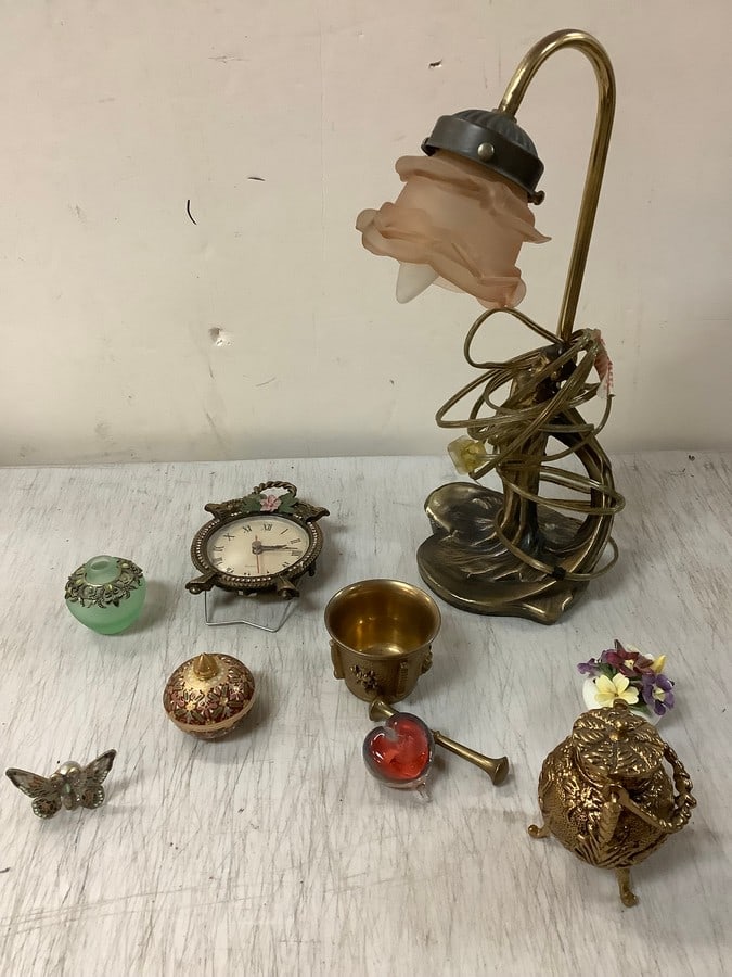 Table Lamp 14.5", Small Aynsley Hand Molded and Hand Painted Flower Pot, Clock and more (1 of 1)