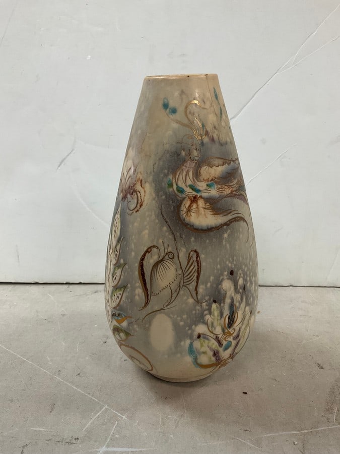 MCM SASHA BRASTOFF vase hand painted 9.5in tall (1 of 1)