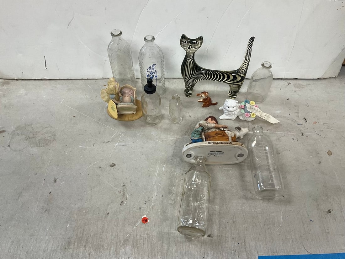 Vintage baby bottles, art glass cat and more: Vintage baby bottles, art glass cat and more