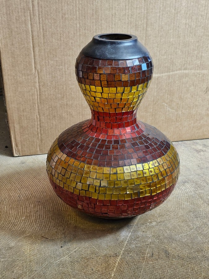 Mosaic Glass Vase 15x11": Mosaic Glass Vase 15x11"