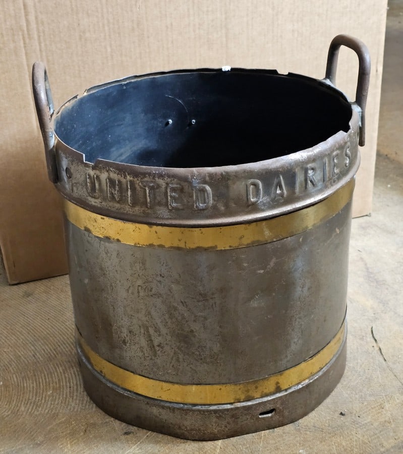 Heavy Metal Dairy Milk Bucket used as Planter 13x13" (1 of 1)