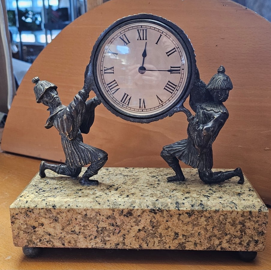 Art Nouveau "Hanhard" German Marble and Bronze Clock 10x10x4" (1 of 2)