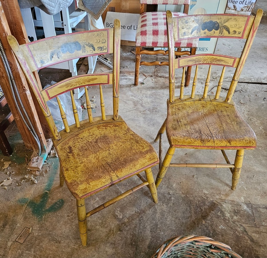 2 Primitive Folk Art Painted Wood Chairs (1 of 1)