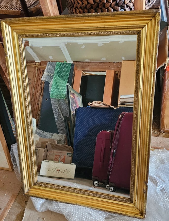 Vintage Mirror in Gold Gilt Painted Wooden Frame 38x28" (1 of 1)