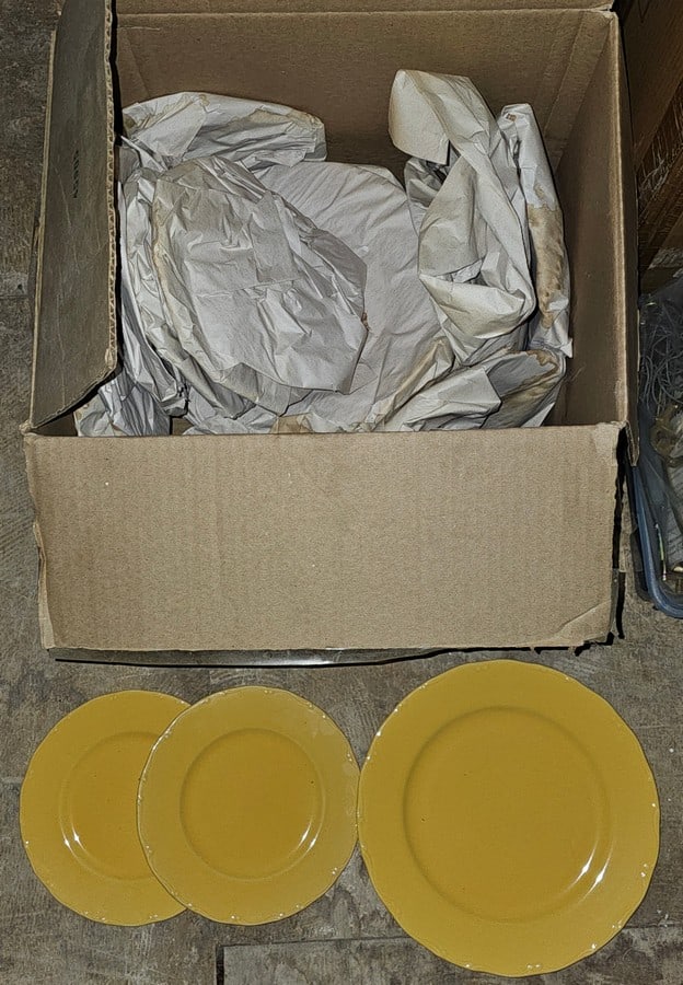 Small and Large Yellow Ceramic Plates (small home depot box full) (1 of 1)