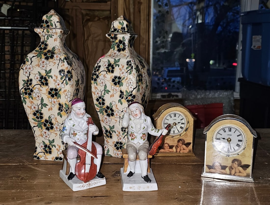 Cherub Clocks, Figurines, Duval Vases 10" (1 of 2)