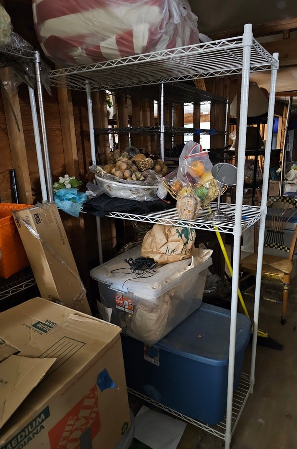 White Metal ShelvingUnit NO CONTENTS has additional shelves 74x47x18" (1 of 1)