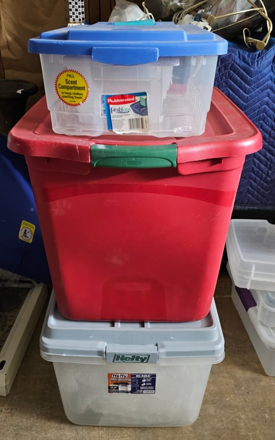 3 assorted plastic totes (1 of 1)