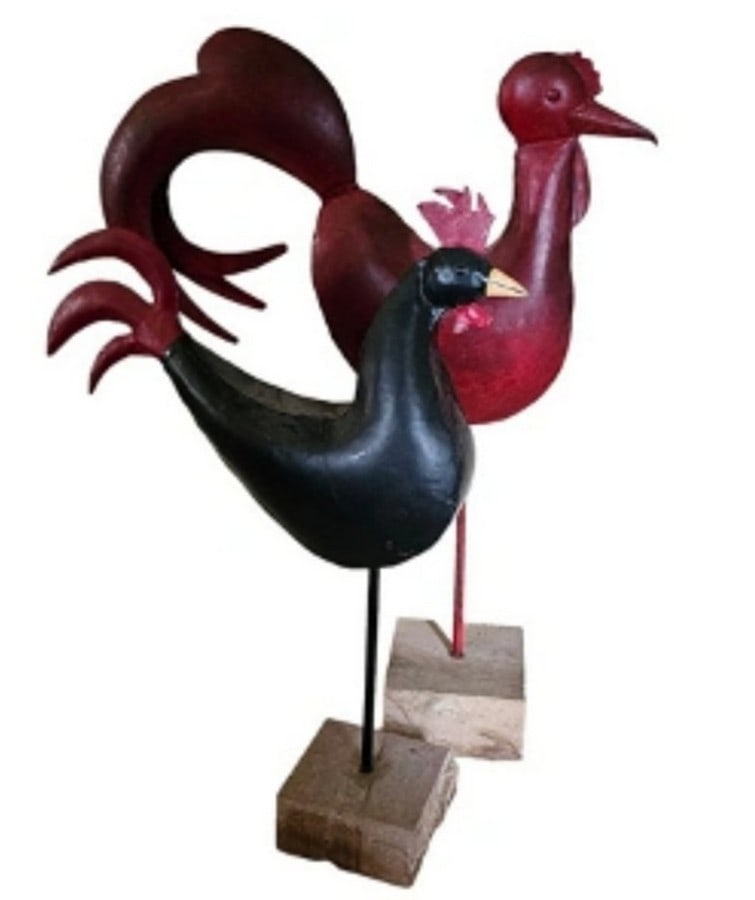 Rustic Metal BIG Rooster Decor red piece is almost 3 feet tall x 25" long (1 of 1)