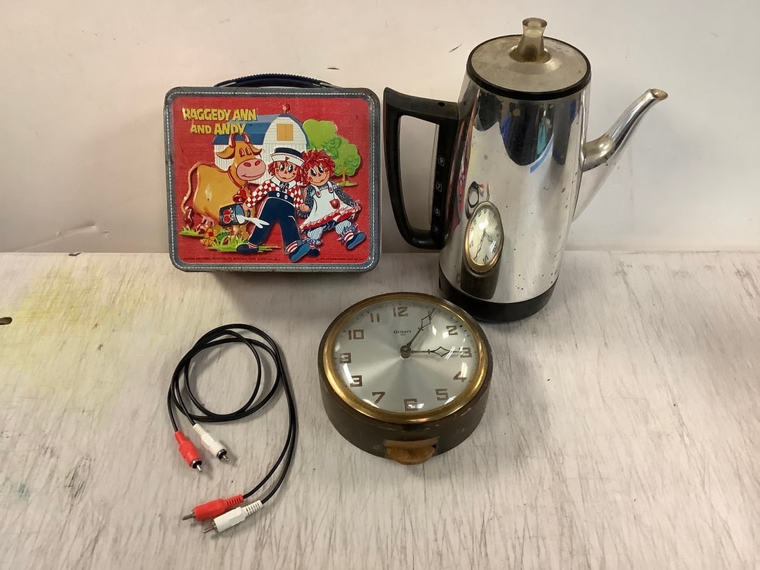 Raggedy Ann and Andy Lunch Box, Coffee Pot, Clock and more (1 of 1)