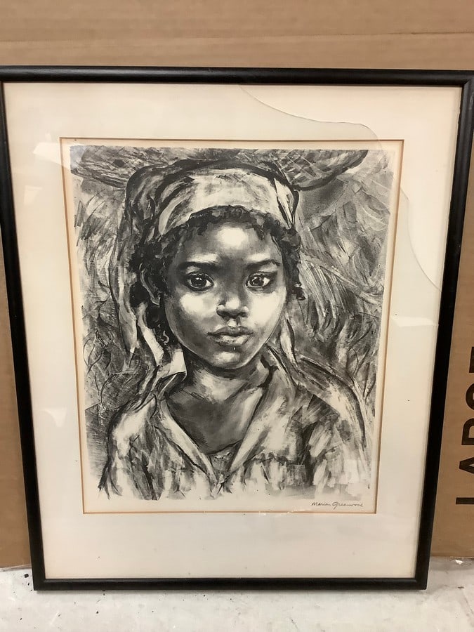 Signed by GREENWOOD charcoal drawing 21x17: Signed by GREENWOOD charcoal drawing 21x17