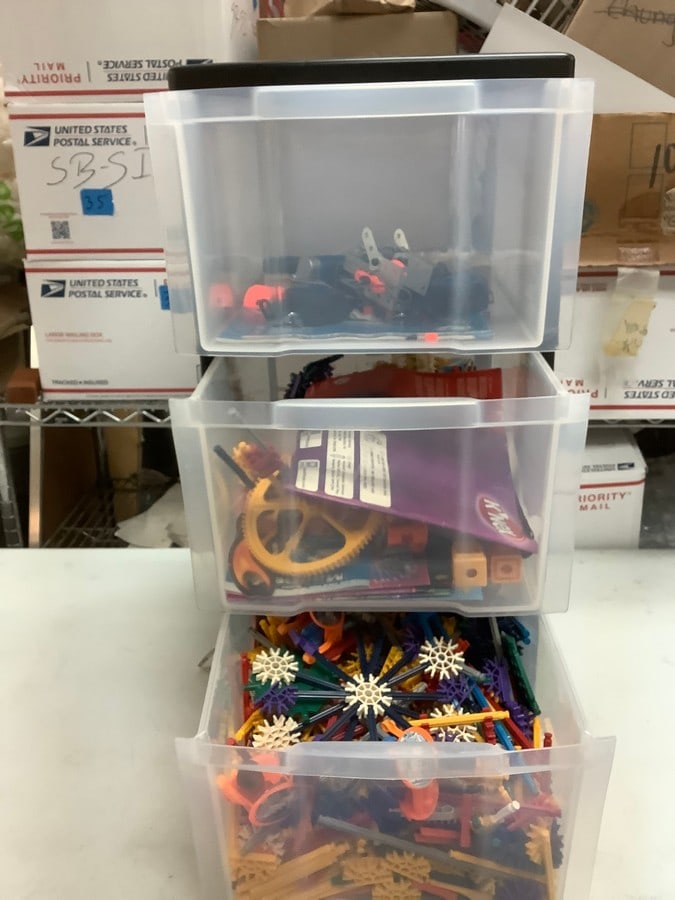 Storage container filled with connects: Storage container filled with connects