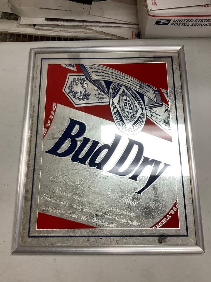 Bud Dry Mirrored Beer Sign 20.75"x16.75" (1 of 1)