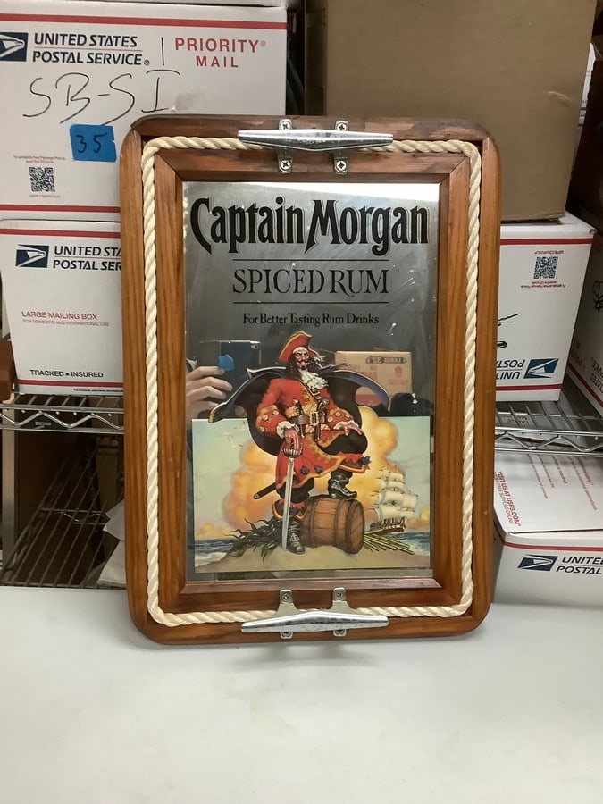 Mirrored Captain Morgan Spiced Rum Beer Sign 21.5"x15.5" (1 of 1)