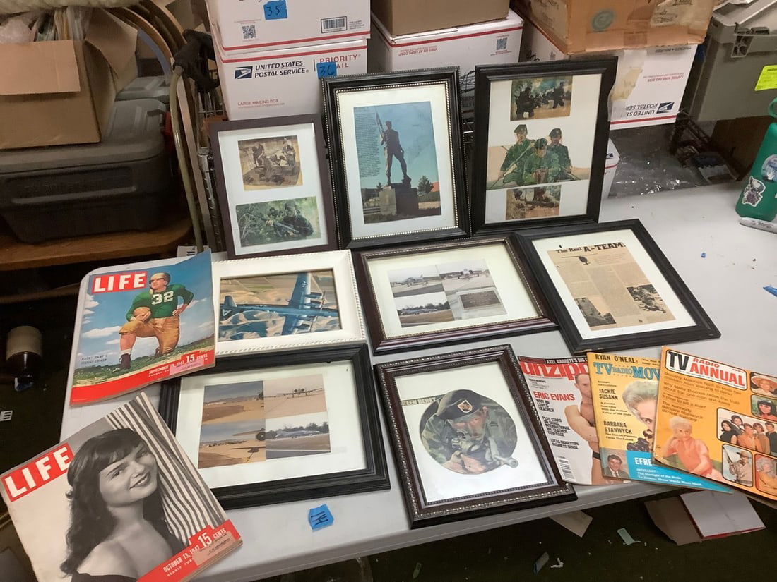 Lot of Framed Military Photographs, Life Magazines and More (1 of 1)