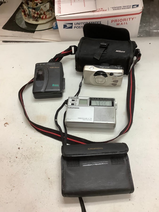 Canon Sure Shot Camera, Radio Shack AM/FM Stereo Casset Player, and Portable Radio (1 of 1)