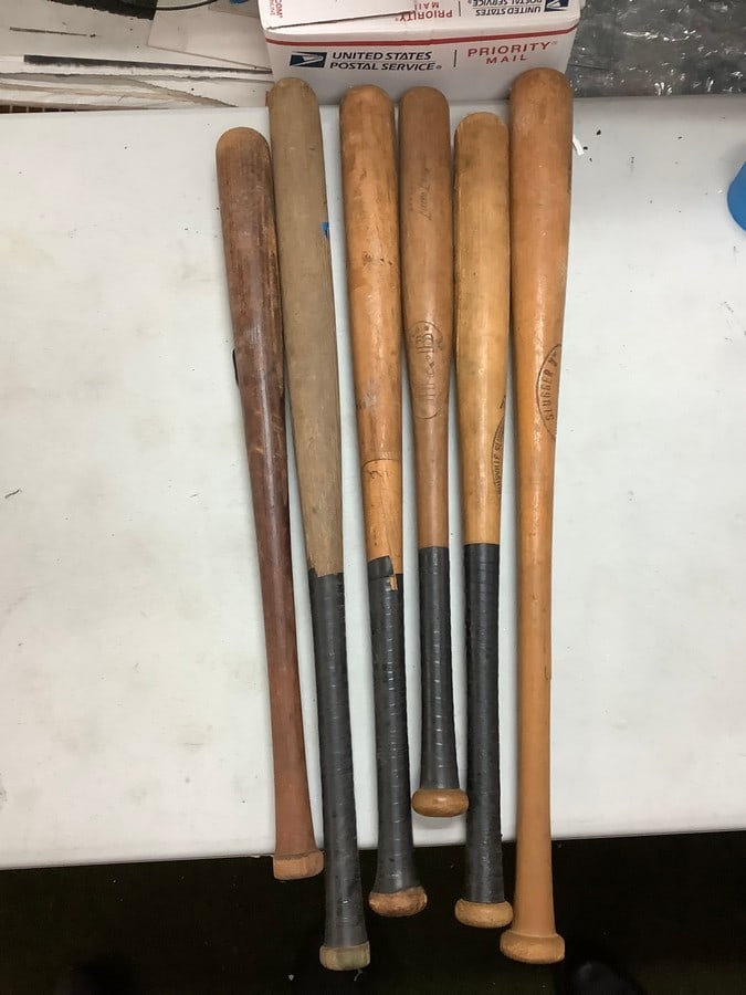 Large lot of wooden baseball bats: Large lot of wooden baseball bats