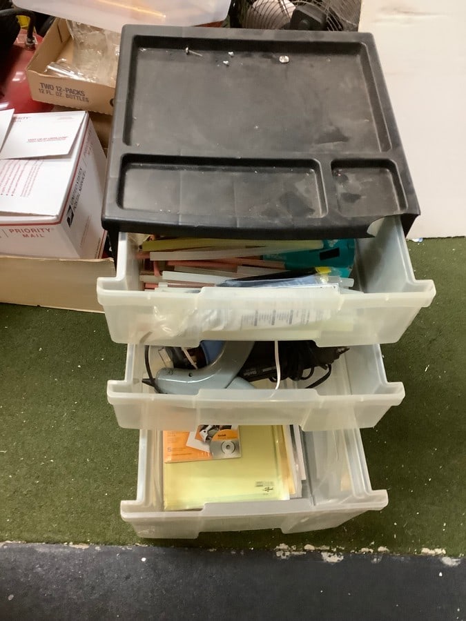 3 drawer storage cabinet with glue guns and more (1 of 1)