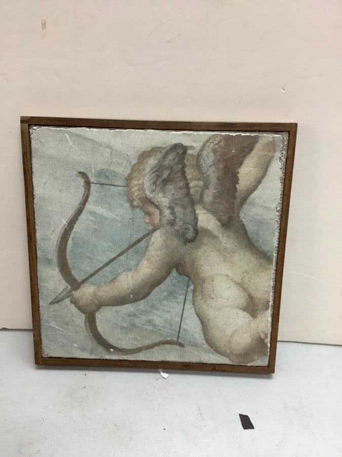 On stone cupid painting 11.5x11.5" (1 of 1)