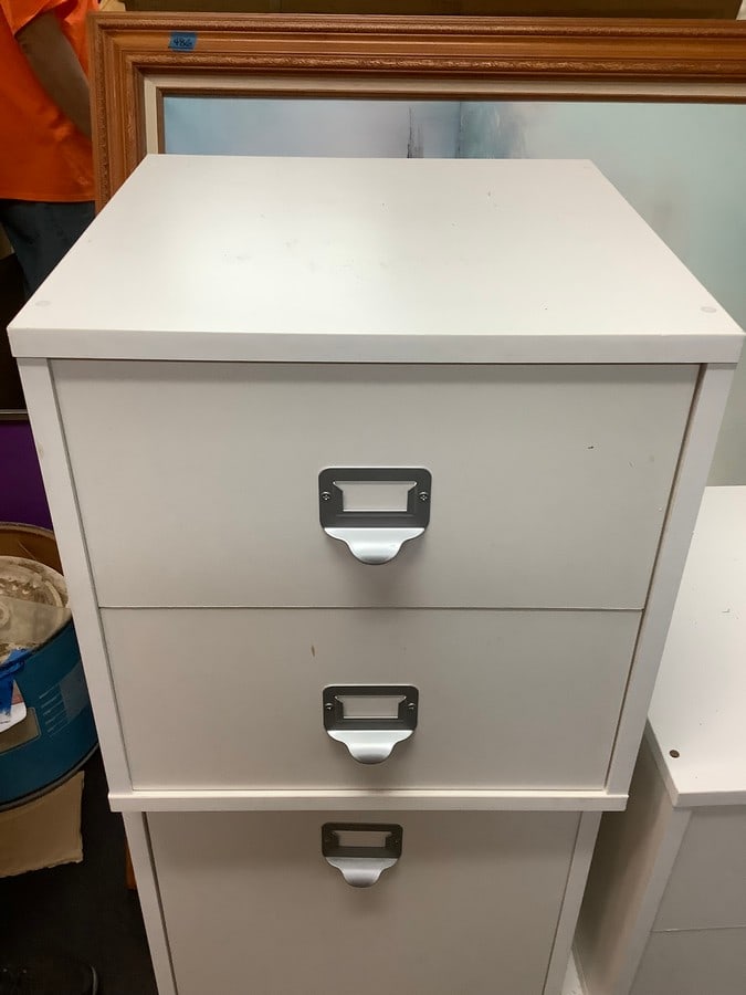 2 drawer wooden storage cabinet 17x17x17" (1 of 1)