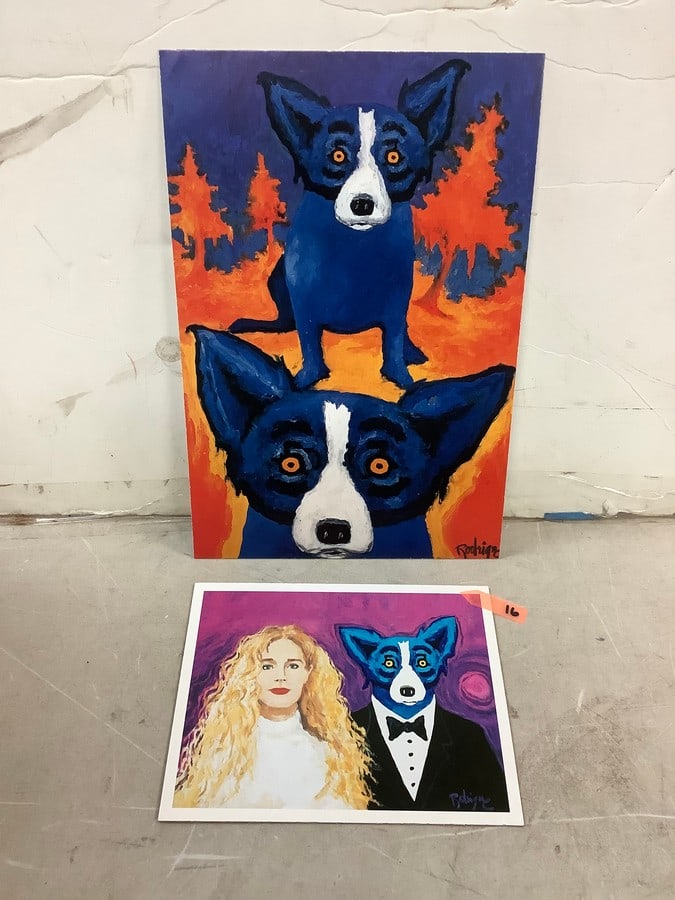 Lot of 2 George Rodrigue Prints in Color Largest 12x8in. (1 of 1)