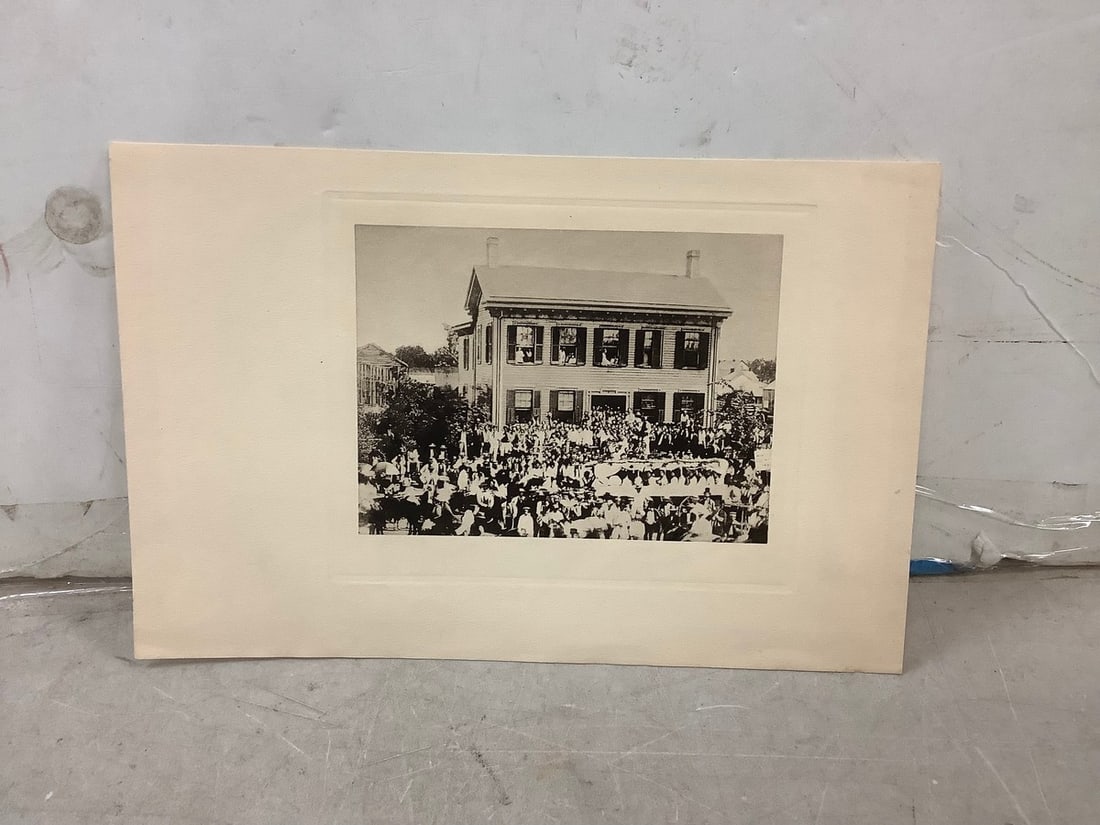 Abraham Lincoln Etching Circa Late 1800s Campaign Procession At the Home of the Lincoln Springfield (1 of 1)
