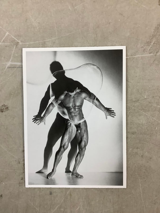 Herb Ritts, Male Nude With Bubble 1987 Print in colors 7x5": Herb Ritts, Male Nude With Bubble 1987 Print in colors 7x5"