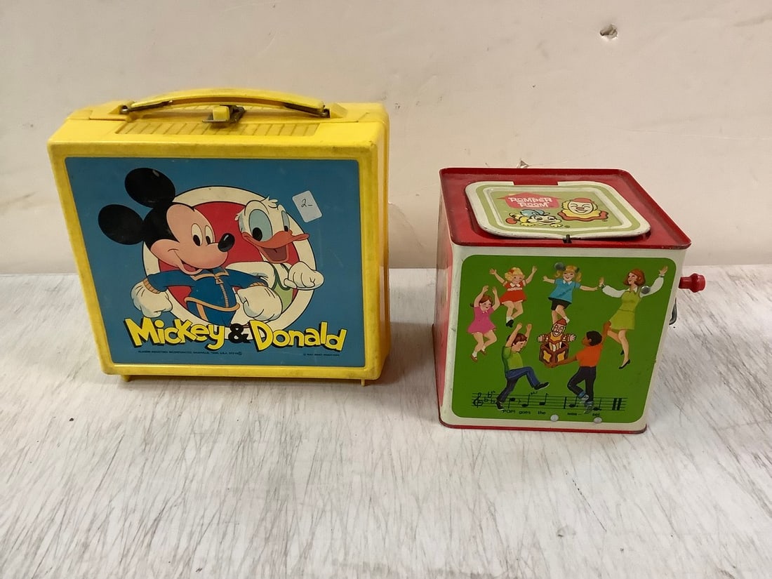 Mickey & Donald Disney lunchbox 8x7.5" and Jack in the Box Toy (1 of 1)