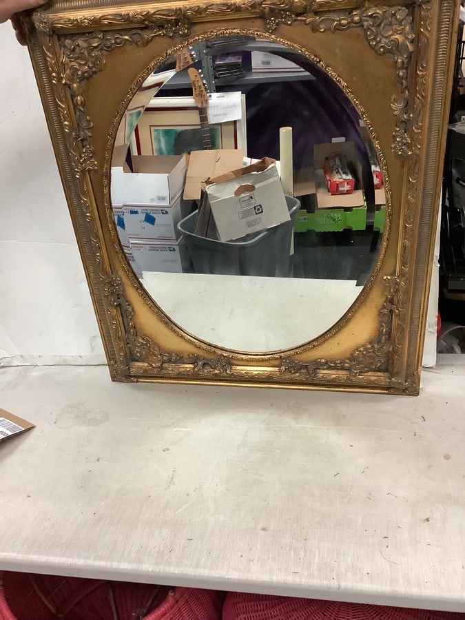 Vintage Bombay company mirror with ornate gilded frame 31x26in. (1 of 1)