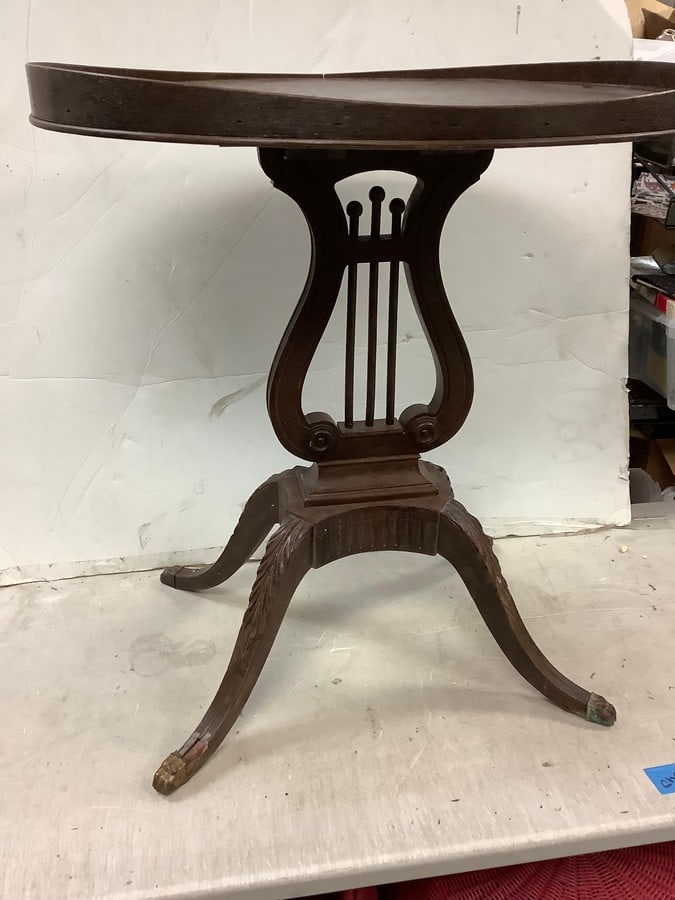 Wooden harp table 27in.tall: Wooden harp table 27in.tall